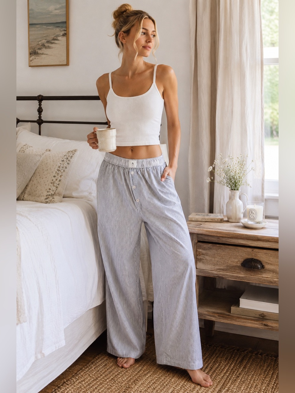 Anthropologie Striped Cotton Pajama Lounge Pants Size Small